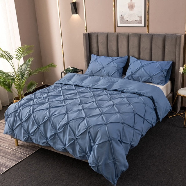 3D Pinch Pleated Duvet Cover Set