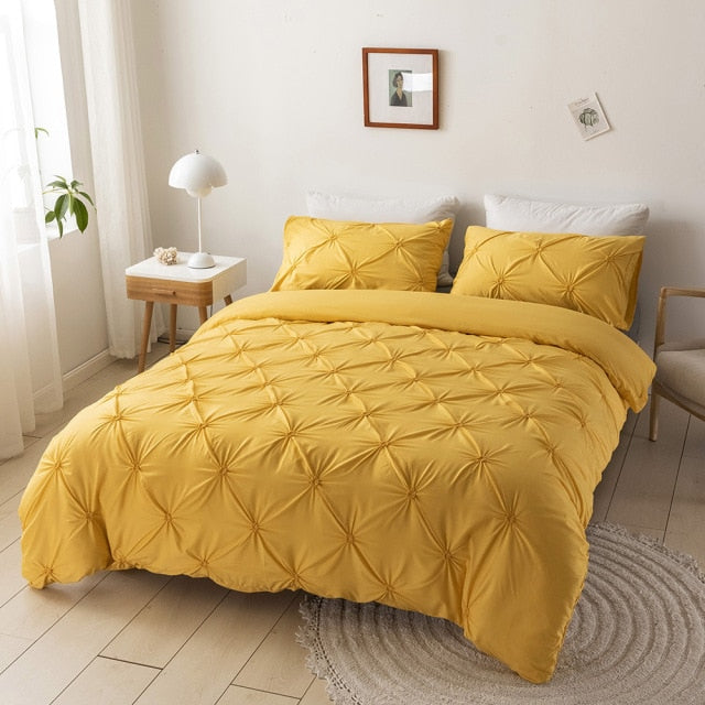 3D Pinch Pleated Duvet Cover Set