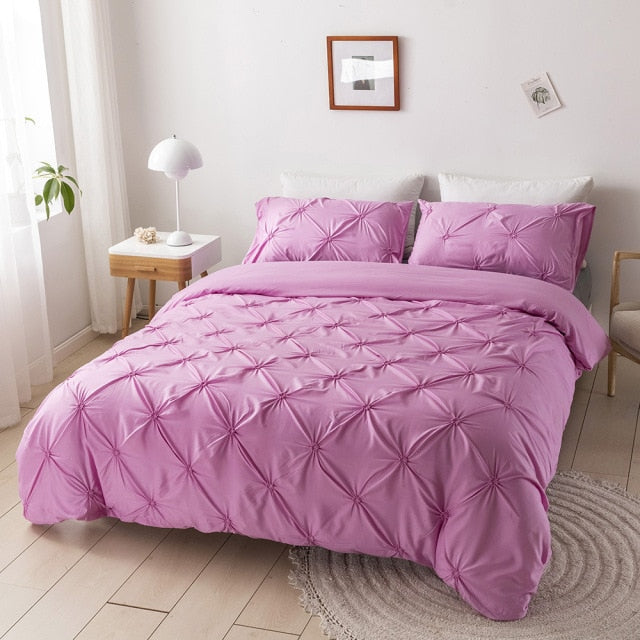 3D Pinch Pleated Duvet Cover Set