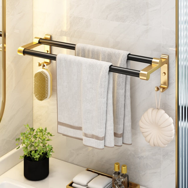 Bathroom Holder Towel Brush Punch-Free Shelves