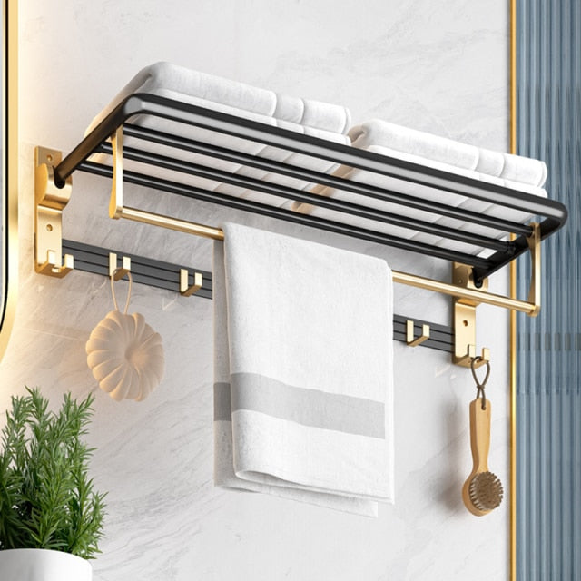 Bathroom Holder Towel Brush Punch-Free Shelves