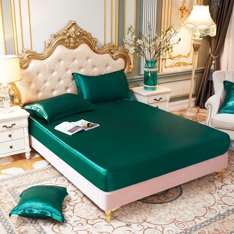 Satin Silk Fitted Elastic Band Bed Sheet