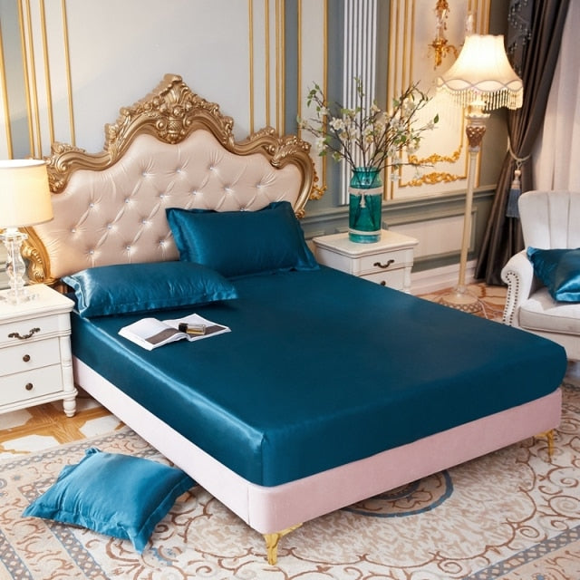 Satin Silk Fitted Elastic Band Bed Sheet