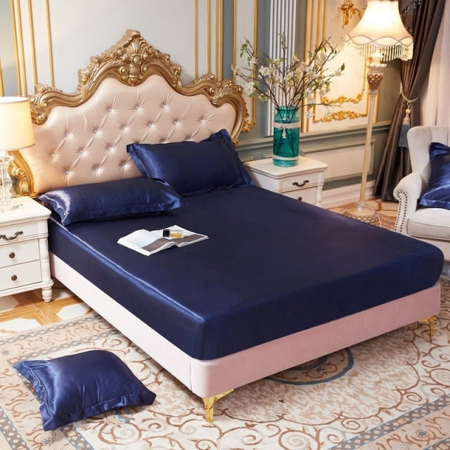 Satin Silk Fitted Elastic Band Bed Sheet