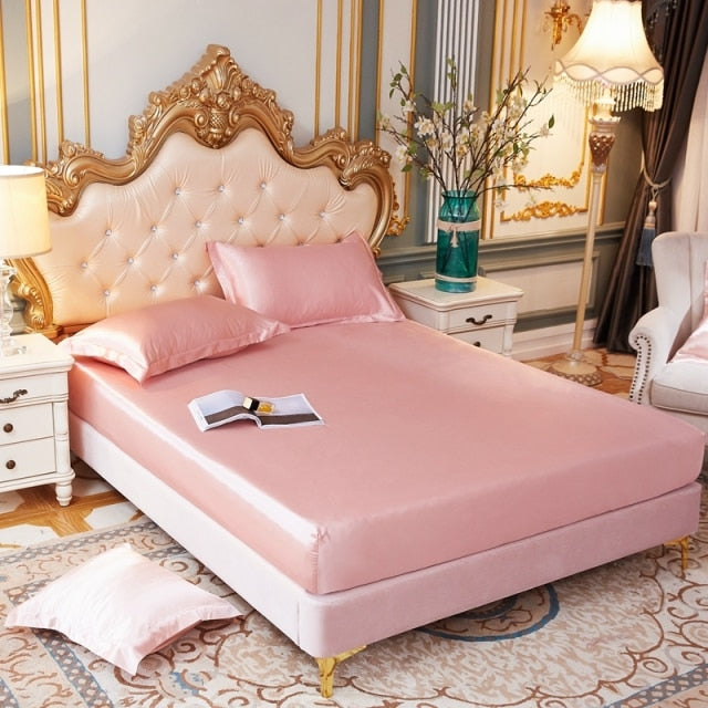 Satin Silk Fitted Elastic Band Bed Sheet
