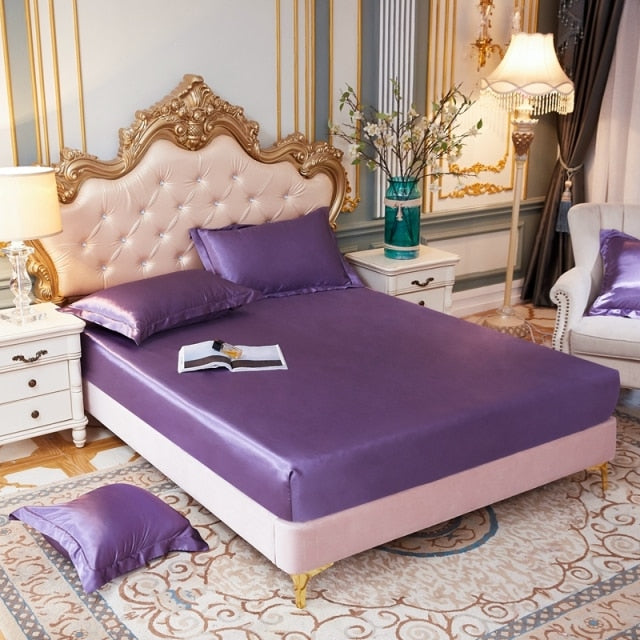 Satin Silk Fitted Elastic Band Bed Sheet