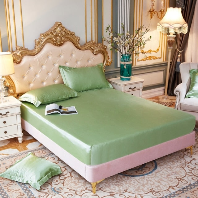 Satin Silk Fitted Elastic Band Bed Sheet