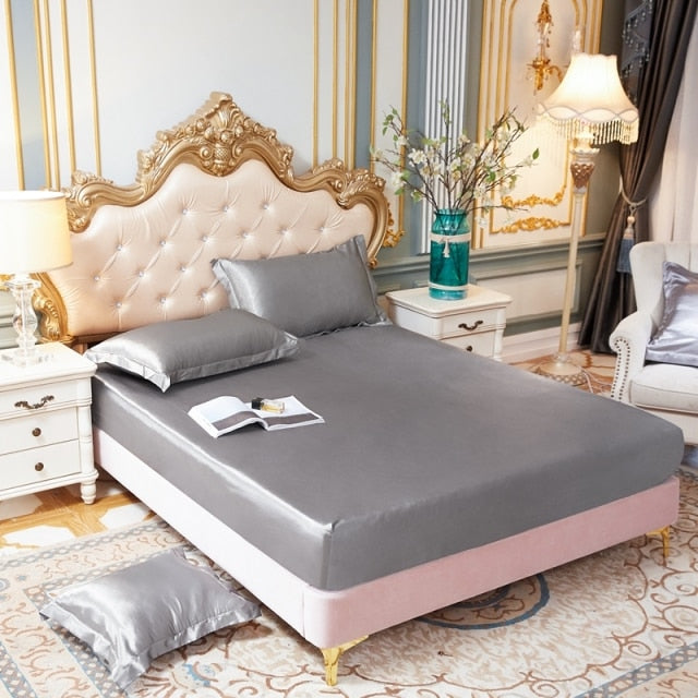 Satin Silk Fitted Elastic Band Bed Sheet