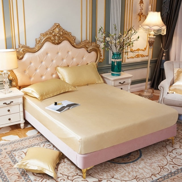 Satin Silk Fitted Elastic Band Bed Sheet