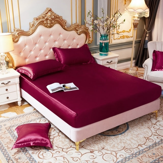 Satin Silk Fitted Elastic Band Bed Sheet