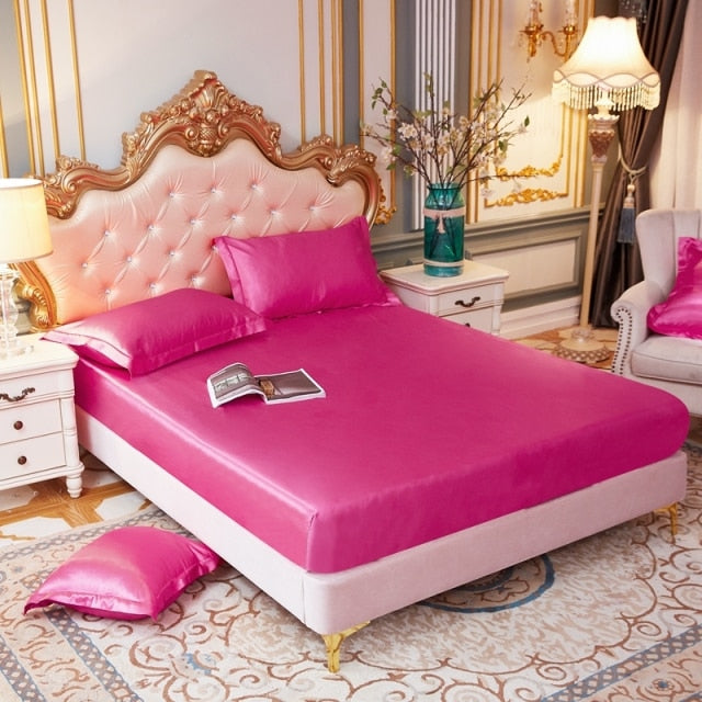 Satin Silk Fitted Elastic Band Bed Sheet