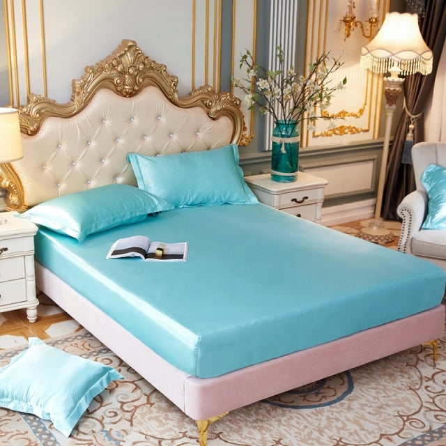 Satin Silk Fitted Elastic Band Bed Sheet
