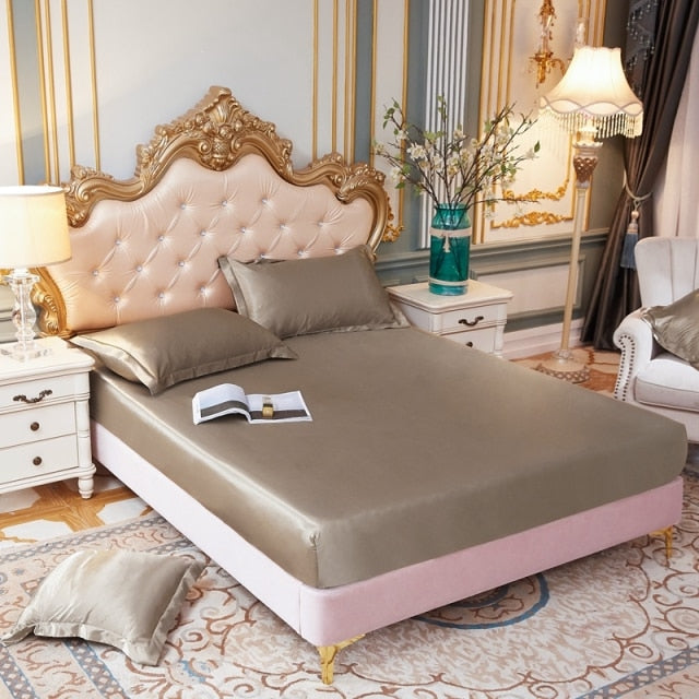 Satin Silk Fitted Elastic Band Bed Sheet