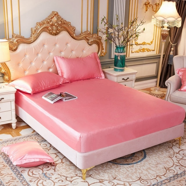 Satin Silk Fitted Elastic Band Bed Sheet
