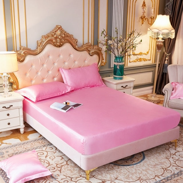 Satin Silk Fitted Elastic Band Bed Sheet