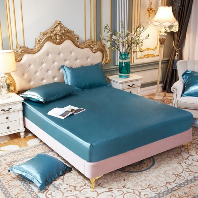 Satin Silk Fitted Elastic Band Bed Sheet