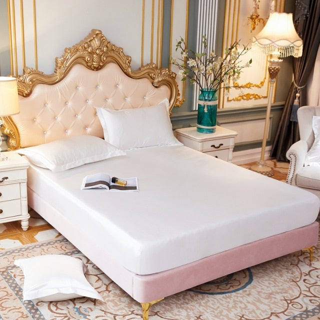 Satin Silk Fitted Elastic Band Bed Sheet