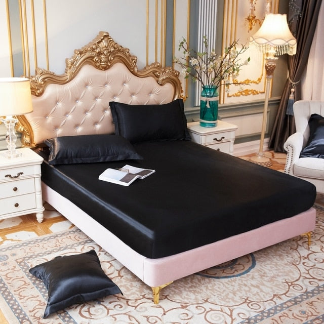 Satin Silk Fitted Elastic Band Bed Sheet