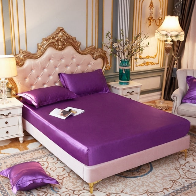 Satin Silk Fitted Elastic Band Bed Sheet