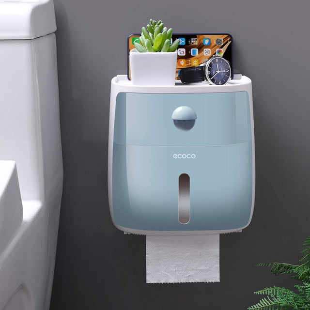 Wall Mounted Double Layer Bathroom Tissue Holder With Drawer