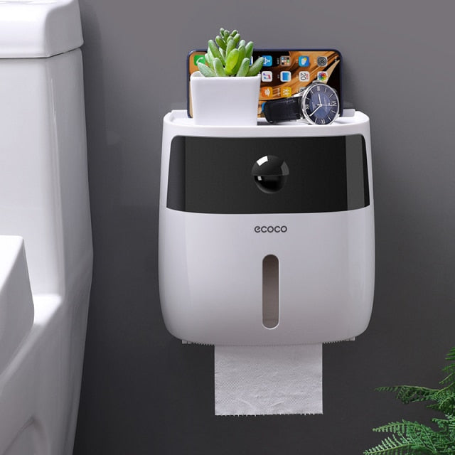 Wall Mounted Double Layer Bathroom Tissue Holder With Drawer
