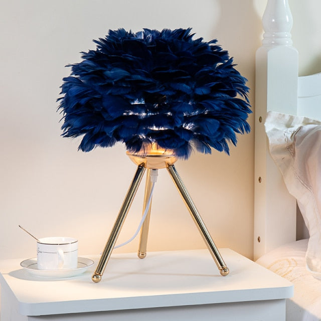 Feather Bedroom Table Lamp