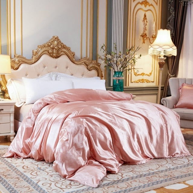 High-End Ice Silk Satin Solid Color Duvet