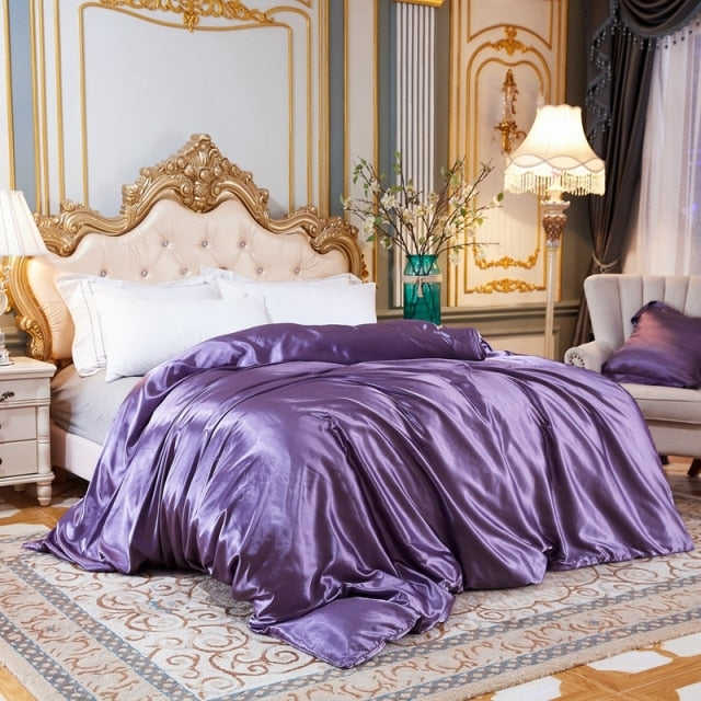 High-End Ice Silk Satin Solid Color Duvet