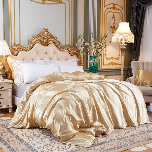High-End Ice Silk Satin Solid Color Duvet