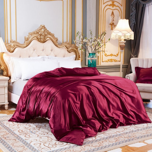 High-End Ice Silk Satin Solid Color Duvet