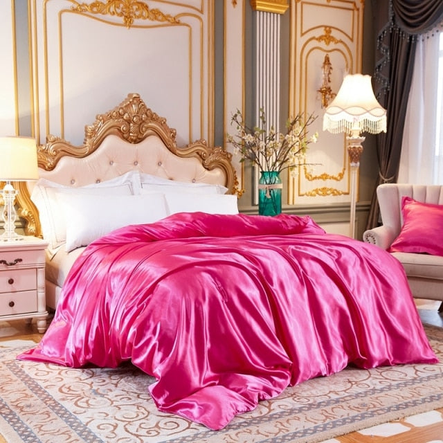 High-End Ice Silk Satin Solid Color Duvet