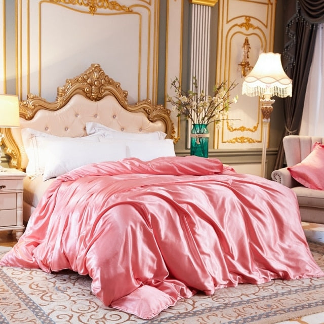 High-End Ice Silk Satin Solid Color Duvet