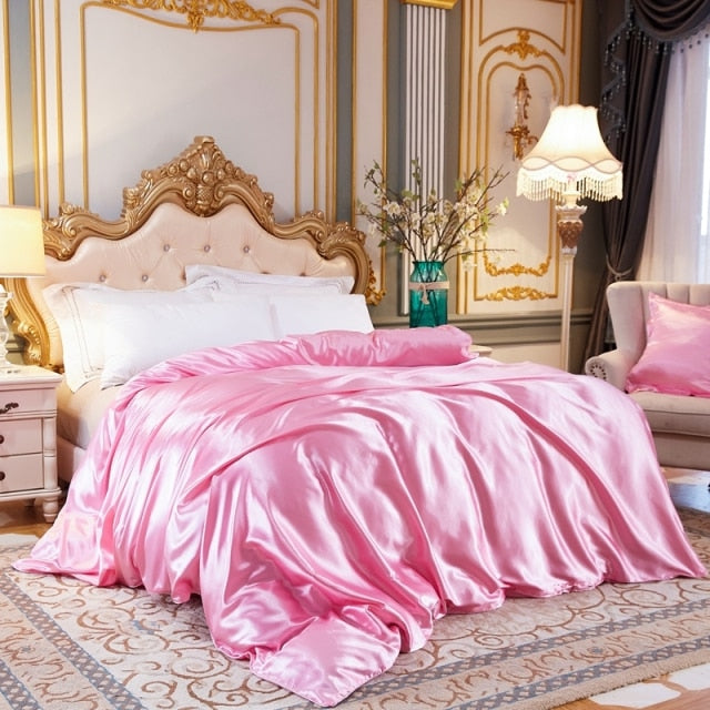 High-End Ice Silk Satin Solid Color Duvet