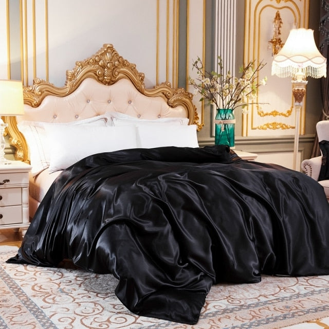 High-End Ice Silk Satin Solid Color Duvet