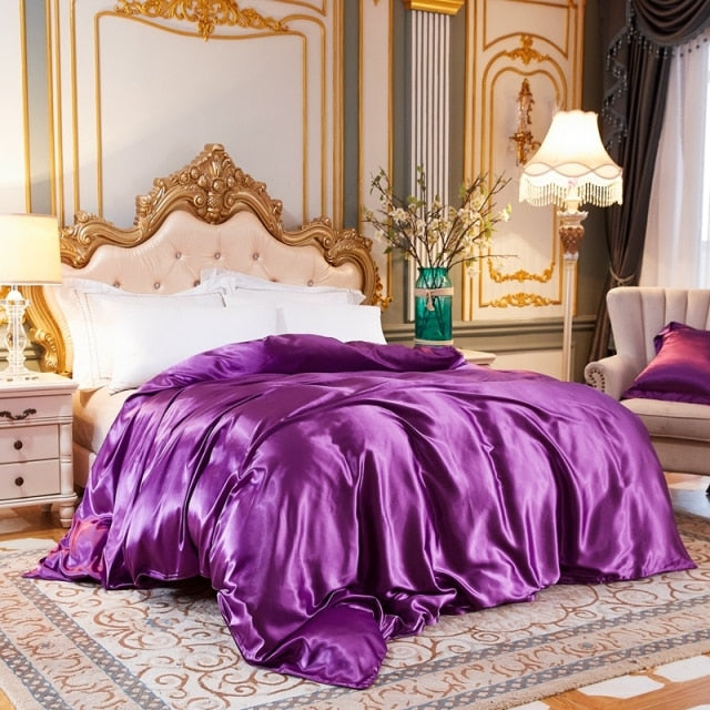 High-End Ice Silk Satin Solid Color Duvet