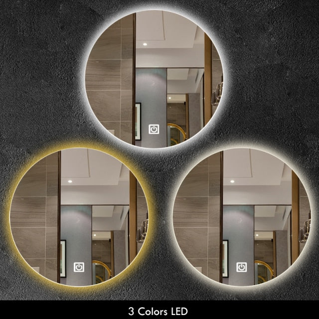 LED Adjustable Back Light With Bluetooth Speaker Round Mirror
