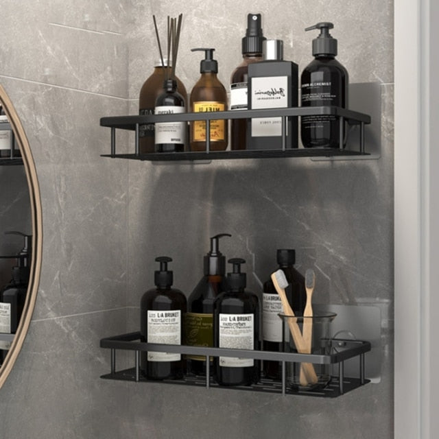 No-drill Bathroom Shelves