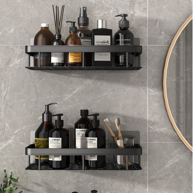 No-drill Bathroom Shelves