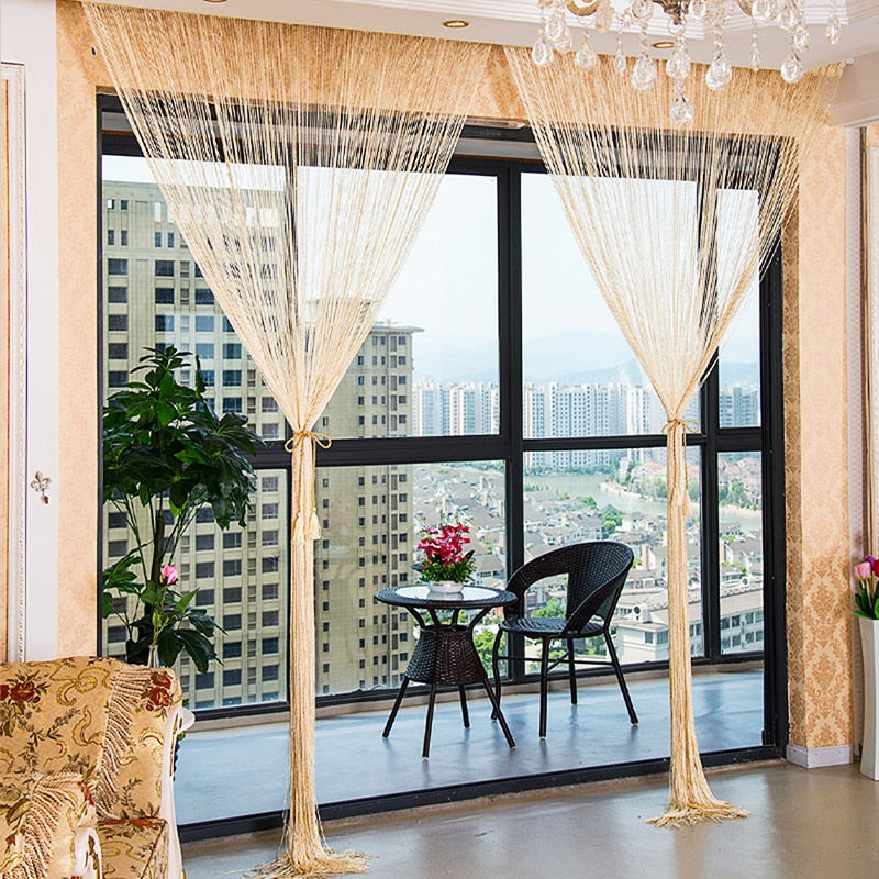 Shiny Tassel Silver Line String Curtain