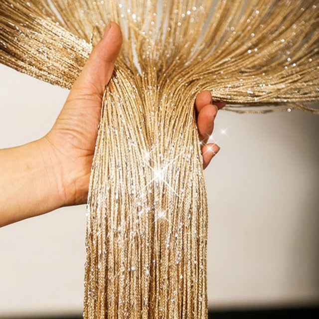 Shiny Tassel Silver Line String Curtain