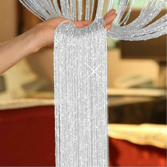 Shiny Tassel Silver Line String Curtain