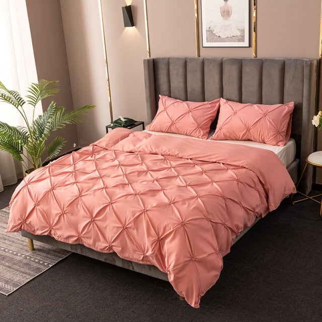 3D Pinch Pleated Duvet Cover Set