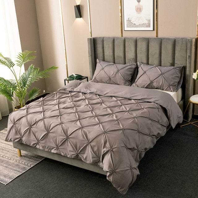 3D Pinch Pleated Duvet Cover Set