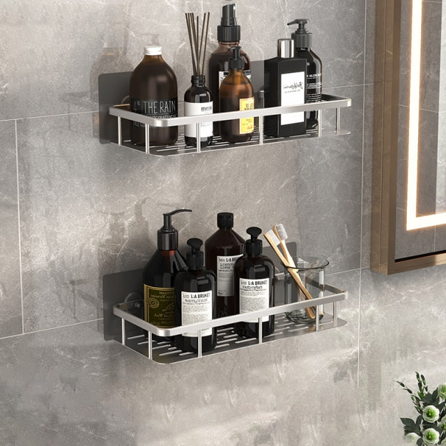 No-drill Bathroom Shelves