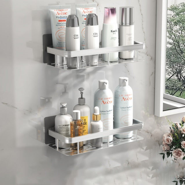 No-drill Bathroom Shelves