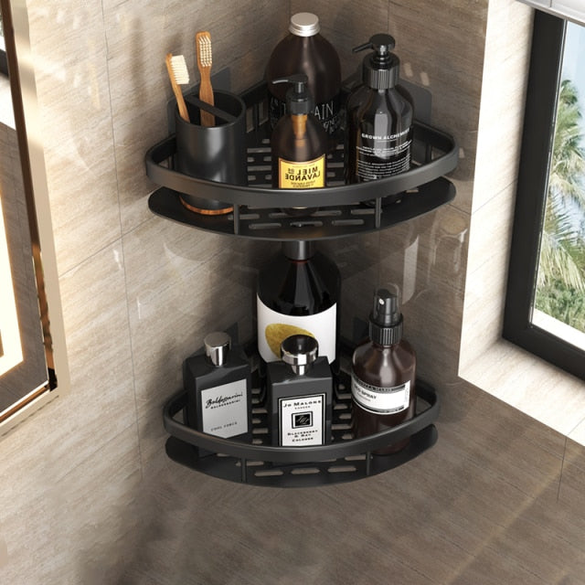No-drill Bathroom Shelves