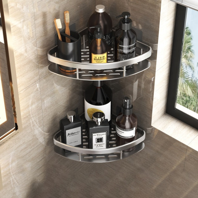 No-drill Bathroom Shelves