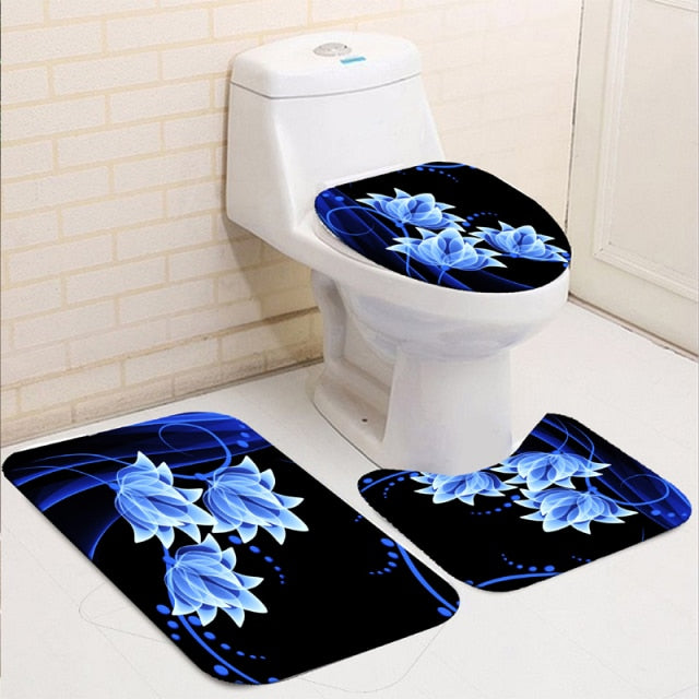 Non-Slip Rugs Rose Flower Shower Curtain