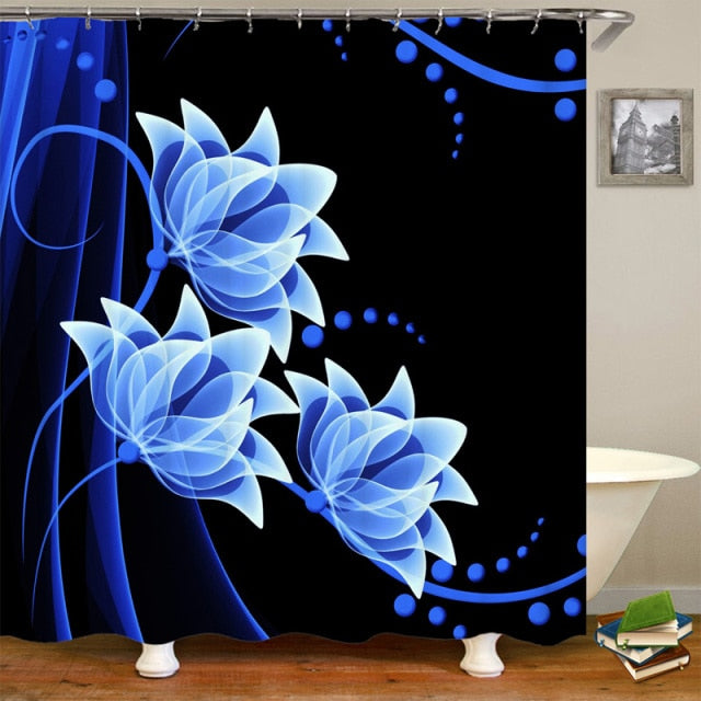 Non-Slip Rugs Rose Flower Shower Curtain