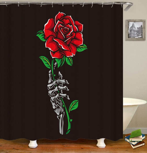 Non-Slip Rugs Rose Flower Shower Curtain